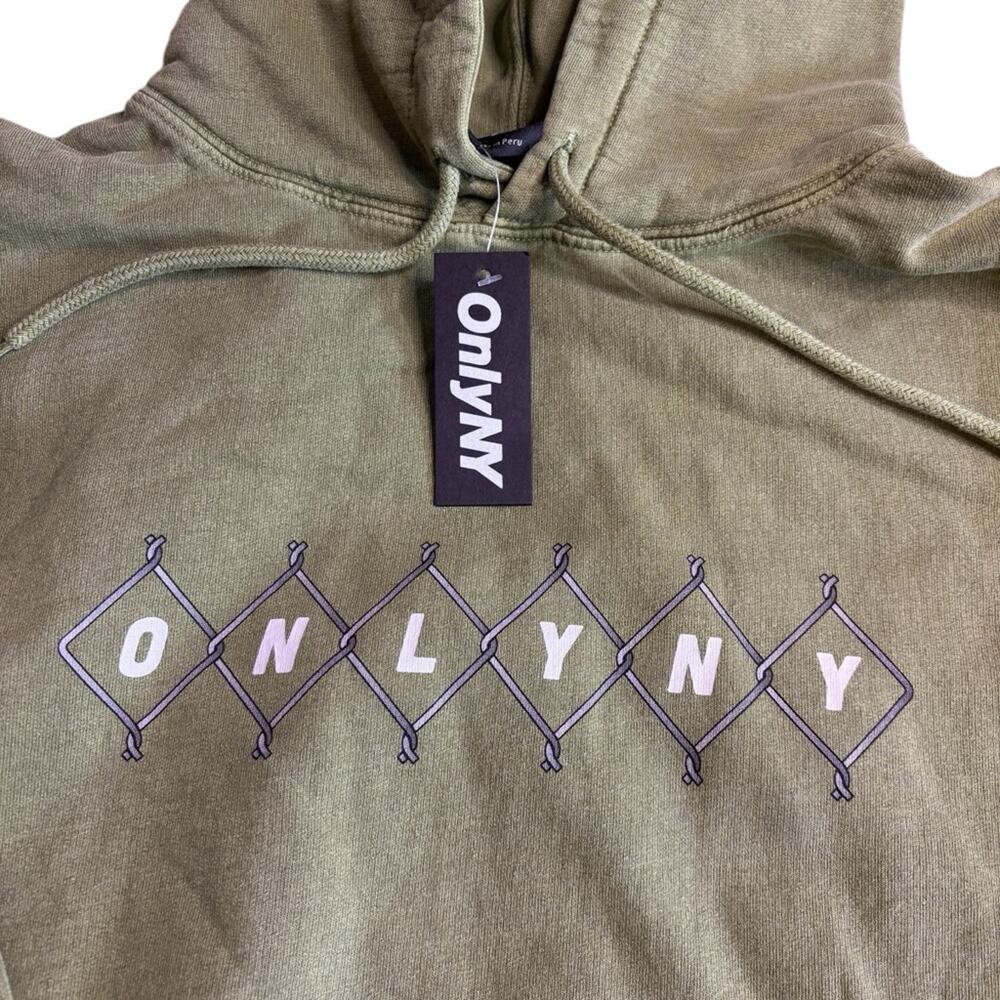 OnlyNY Olive Green Hoodie – Unisex Medium, 100% Cotton, NWT, Streetwear Staple